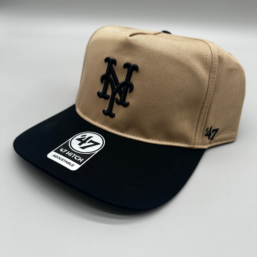 New York Mets Two Tone '47 Hitch Hat Mens OSFA Khaki Black Snapback MLB NEW